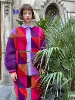 RED DIAGONALES LONG JACKET