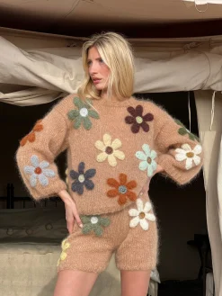 SWEATER FREE FLOWERS BEIGE
