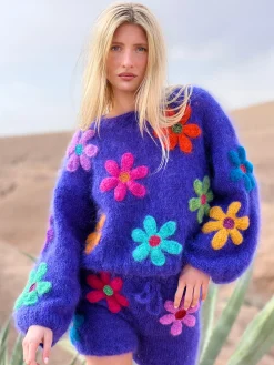 SWEATER FREE FLOWERS BLUE