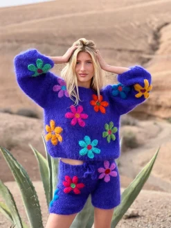 SWEATER FREE FLOWERS BLUE