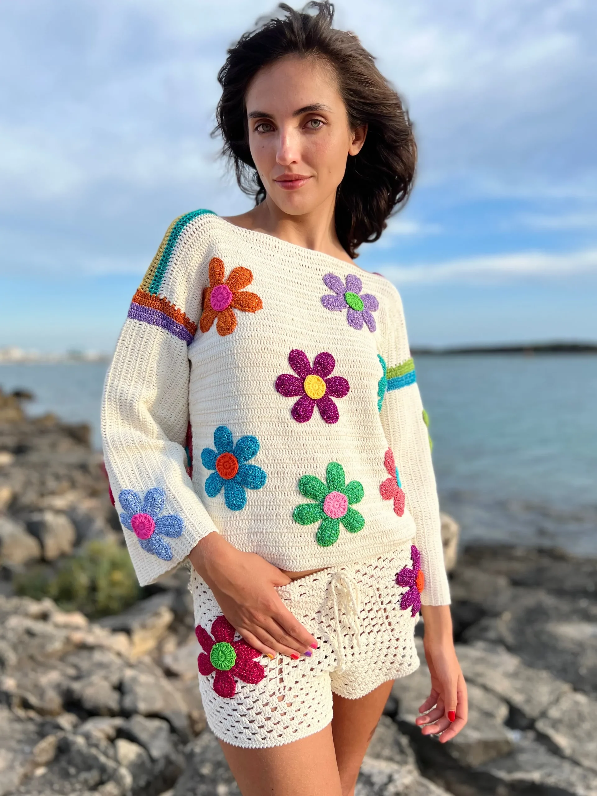 SWEATER FREE FLOWERS ECRU (Spring / Summer)