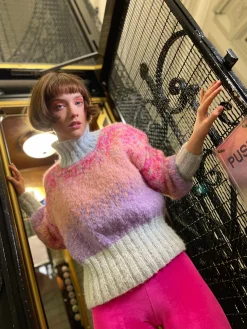 SWEATER HNECK DOUDOU TIE DYE PINK