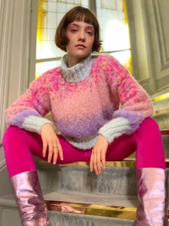 SWEATER HNECK  DOUDOU TIE DYE PINK