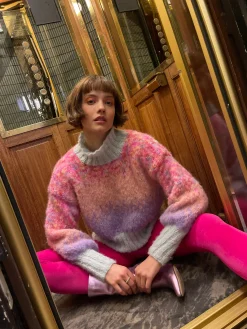 SWEATER HNECK  DOUDOU TIE DYE PINK