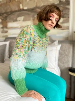 SWEATER HNECK DOUDOU TIE&DYE GREEN