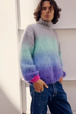 SWEATER HNECK TIE&DYE GREY