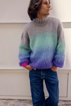 SWEATER HNECK TIE&DYE GREY