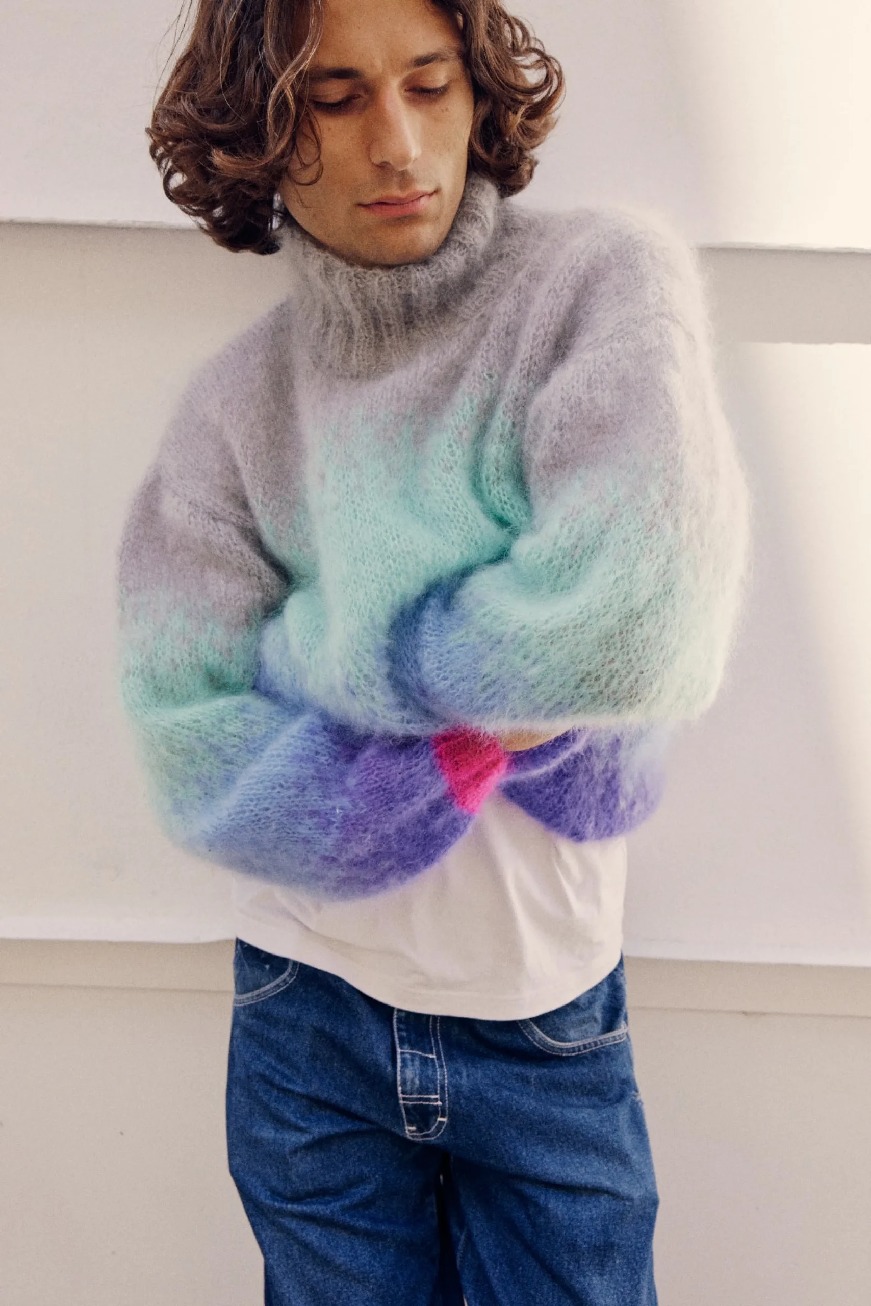 SWEATER HNECK TIE&DYE GREY