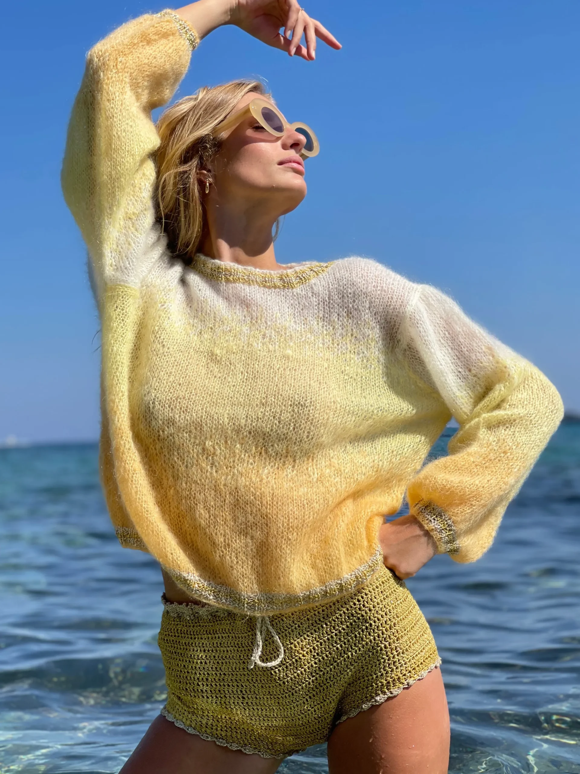 YELLOW TIE&DYE 3 COLORS SWEATER