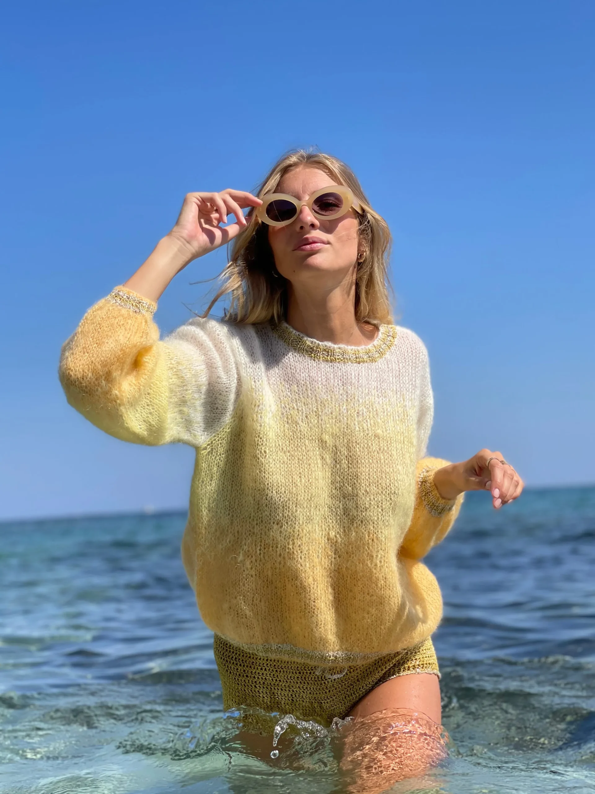 YELLOW TIE&DYE 3 COLORS SWEATER